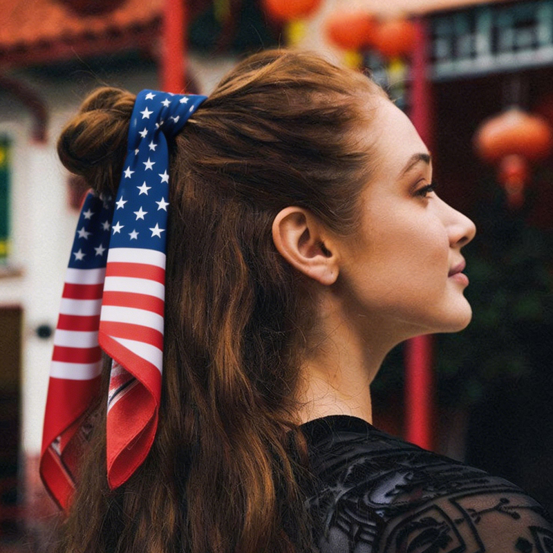 Women Bags Usa - USA vlagprint satijnen skinny sjaal Amerikaanse