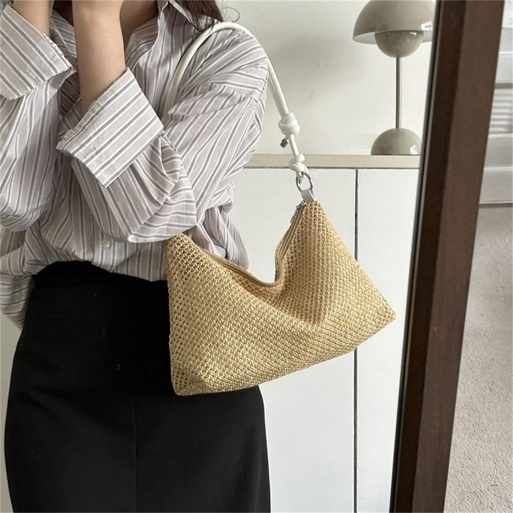 Woven Straw Bag - Mode geweven stro tas handgemaakte gevlochten
