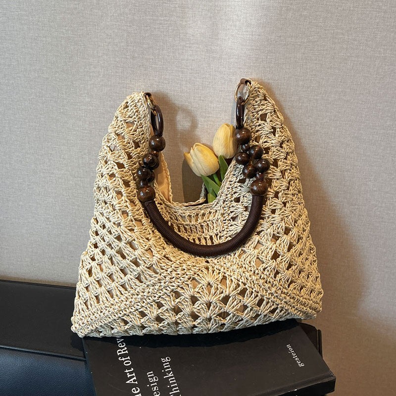 Woven Straw Bag - Strandvakantie Stijl Grote Capaciteit Strooien Schoudertas
