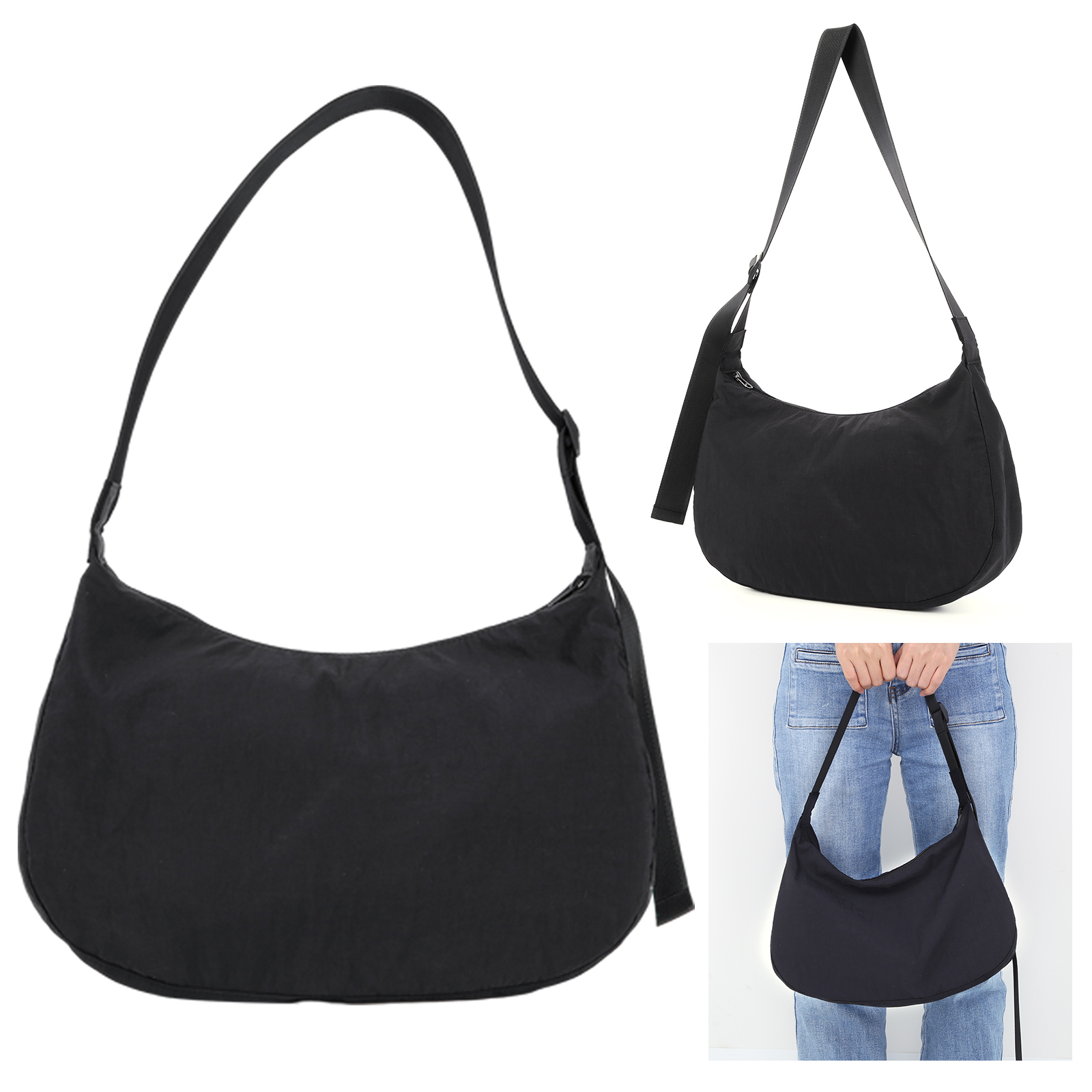 Women Bags Aldo - Dames nylon schoudertas met ritssluiting, halvemaanvormige