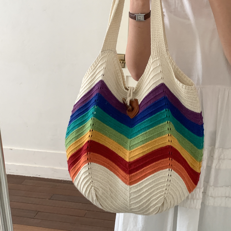 Crochet Market Bag - 2026 Zomer Reismarkt regenboog Shopping Crochet