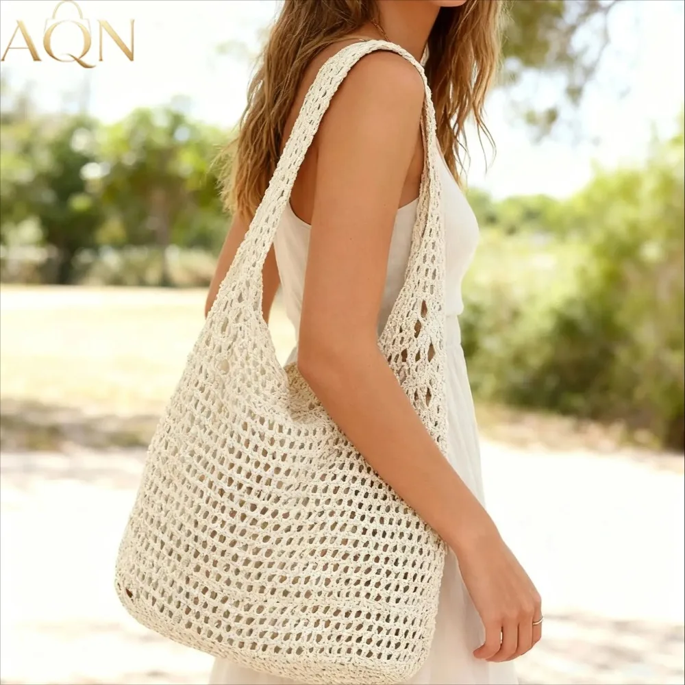 Crochet Market Bag - AQN Dames Casual Grote Capaciteit Geweven