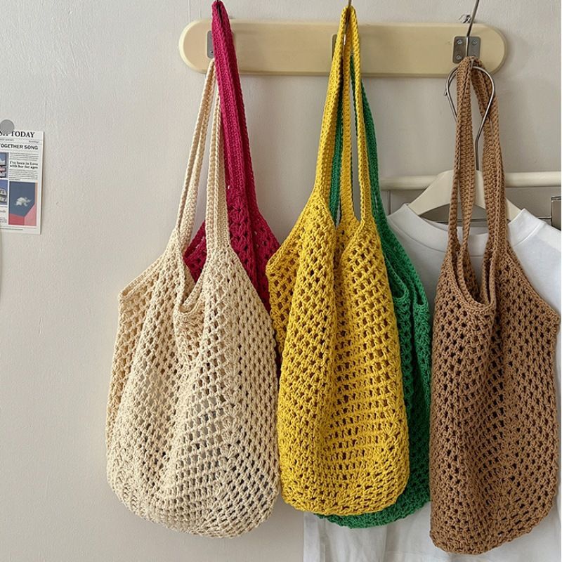 Woven Straw Bag - Schoudertassen voor dames Casual stro-wicker geweven