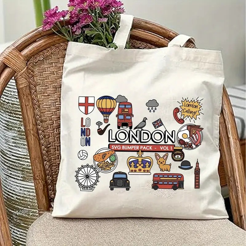 Women Bags In Uk - London UK Grafische canvas draagtas voor