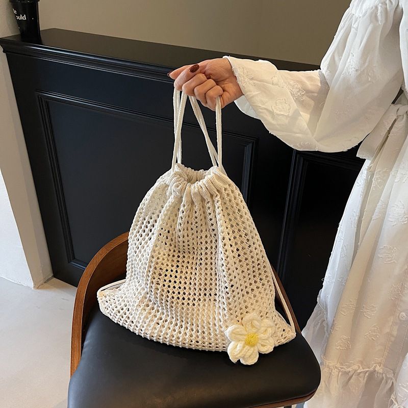 Effen kleur gebreide schoudert - Crochet Market Bag recensie en prijs