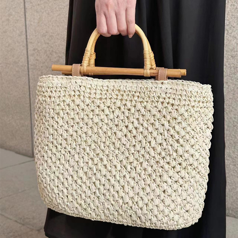 Houten handvat strozak handges - Woven Straw Bag recensie en prijs